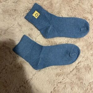 Blue Smiley Face Socks